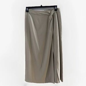 Vince Knotted Faux Wrap Skirt Maxi Length‎ in Yellow Wheat Tan Size 8 Wool Blend